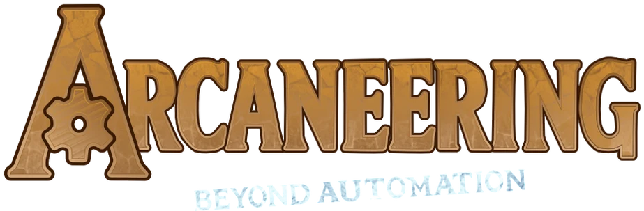 Arcaneering: Beyond Automation — official gold gear-shaped title lettering